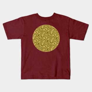 Silhouette Circle Abstract Ripple Golden Curves Speckle Background Kids T-Shirt